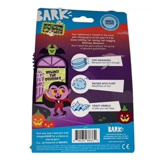 New Bark Spooky Dog Toys Body Parts Eyeball Finger Squeaker Crinkle 2 Halloween - Picture 2 of 2